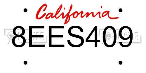 8EES409 California License Plate