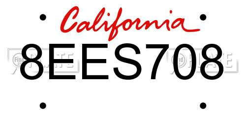 8EES708 California License Plate