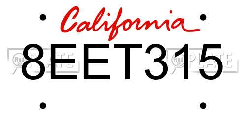 8EET315 California License Plate