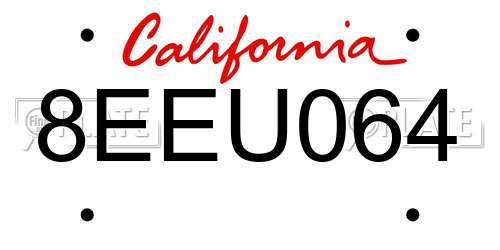 8EEU064 California License Plate