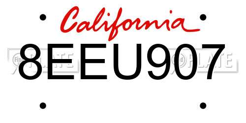 8EEU907 California License Plate