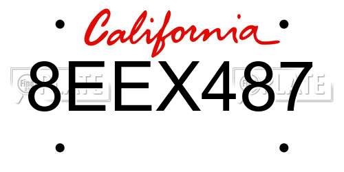8EEX487 California License Plate