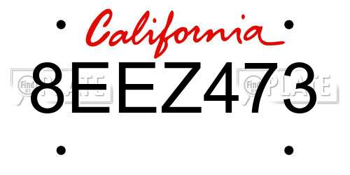 8EEZ473 California License Plate