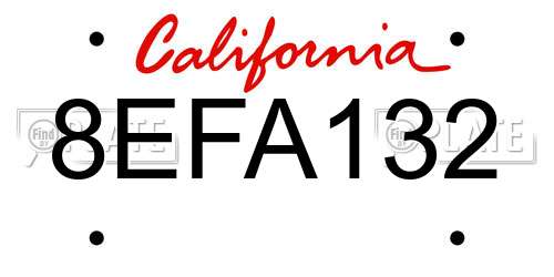 8EFA132 California License Plate