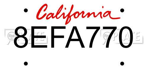 8EFA770 California License Plate