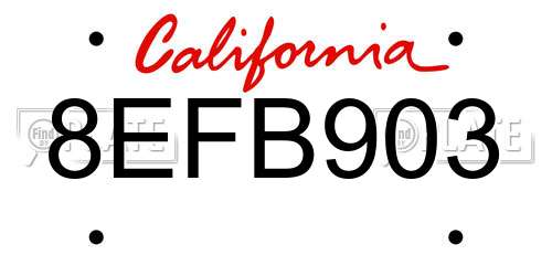 8EFB903 California License Plate