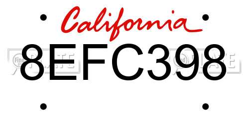 8EFC398 California License Plate