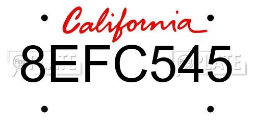 8EFC545 California License Plate
