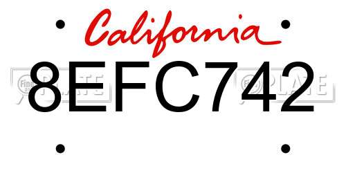 8EFC742 California License Plate