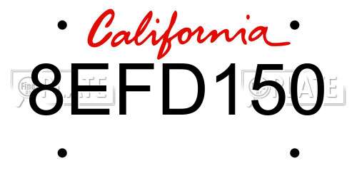 8EFD150 California License Plate
