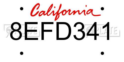8EFD341 California License Plate