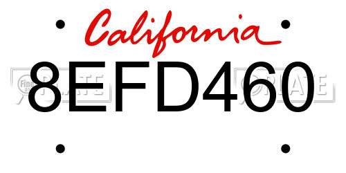 8EFD460 California License Plate