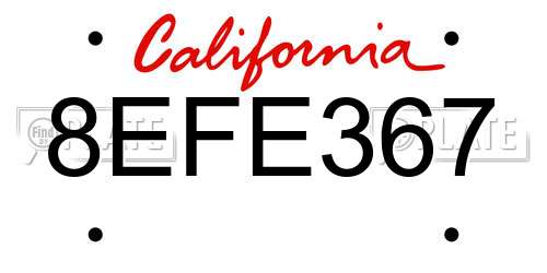 8EFE367 California License Plate