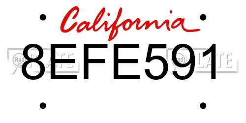 8EFE591 California License Plate