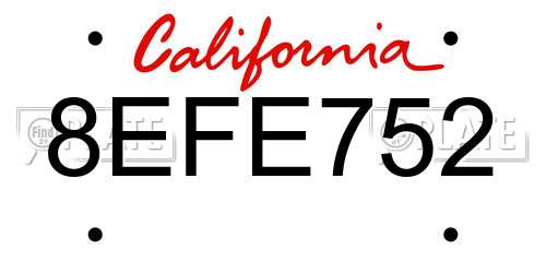 8EFE752 California License Plate