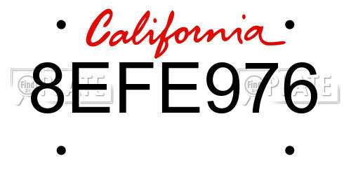 8EFE976 California License Plate