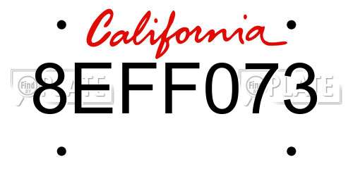 8EFF073 California License Plate