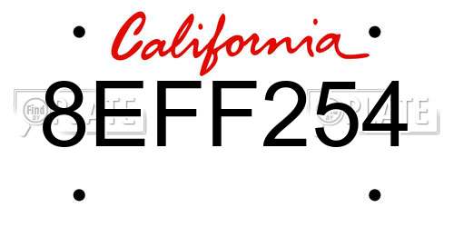 8EFF254 California License Plate