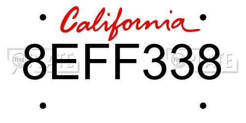 8EFF338 California License Plate