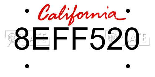 8EFF520 California License Plate