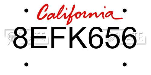 8EFK656 California License Plate