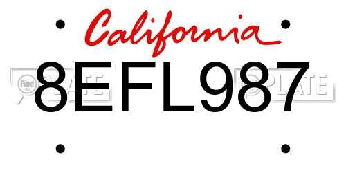 8EFL987 California License Plate