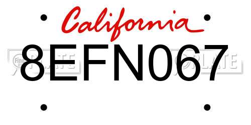 8EFN067 California License Plate