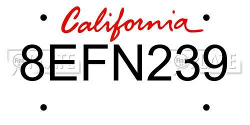8EFN239 California License Plate