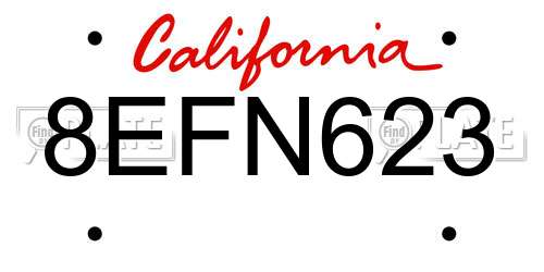 8EFN623 California License Plate
