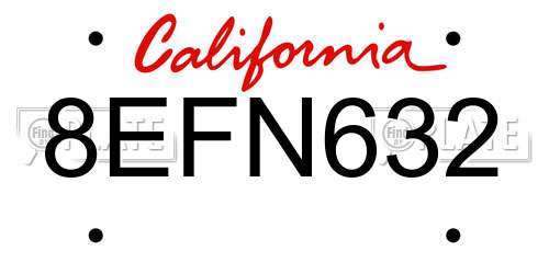 8EFN632 California License Plate