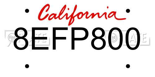 8EFP800 California License Plate