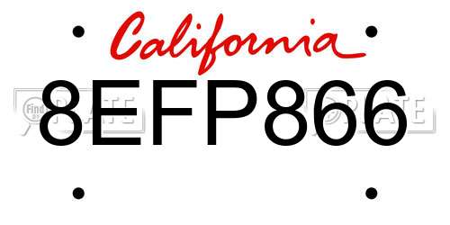8EFP866 California License Plate