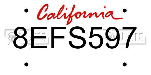 8EFS597 California License Plate