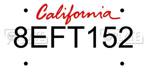 8EFT152 California License Plate