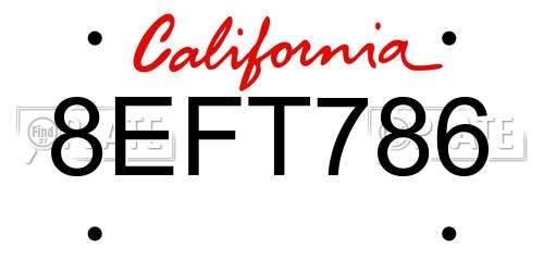 8EFT786 California License Plate