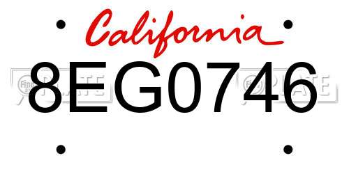 8EG0746 California License Plate