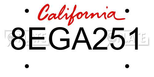 8EGA251 California License Plate