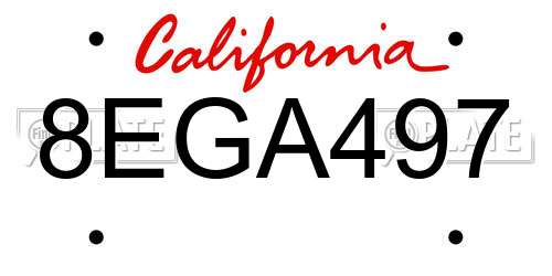 8EGA497 California License Plate