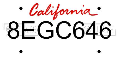 8EGC646 California License Plate