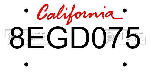 8EGD075 California License Plate