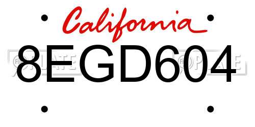 8EGD604 California License Plate