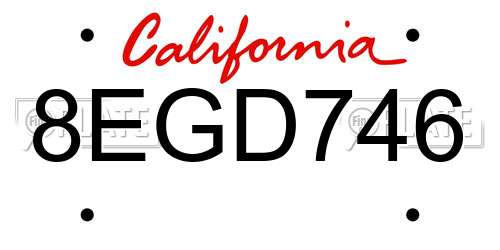 8EGD746 California License Plate