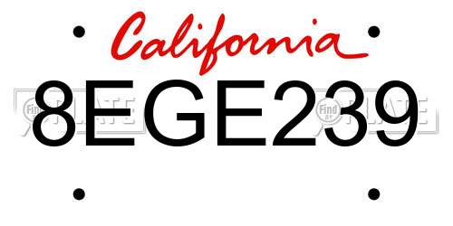 8EGE239 California License Plate
