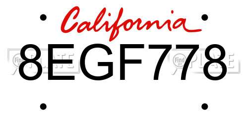 8EGF778 California License Plate