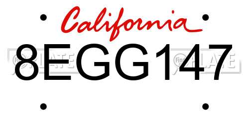 8EGG147 California License Plate
