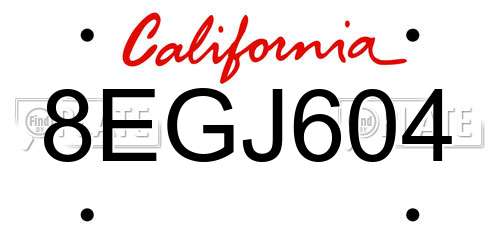 8EGJ604 California License Plate