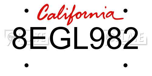 8EGL982 California License Plate