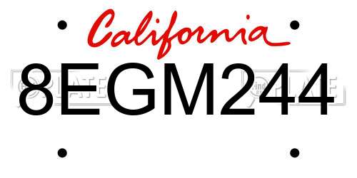 8EGM244 California License Plate