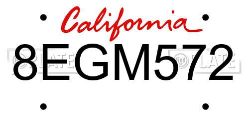 8EGM572 California License Plate