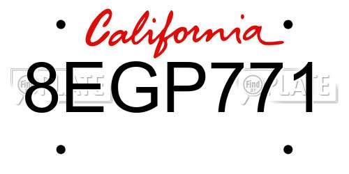 8EGP771 California License Plate